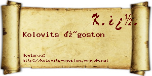 Kolovits Ágoston névjegykártya